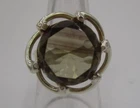 Vtg BRV Taxco Sterling Silver Eagle 1 Signed Modernist Ring Smoky Quartz Swirl