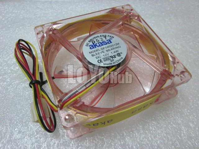 NEW akasa crystal red LED Case fan with 4-red LED DFS802512M 12V 1.4W 3-Pin 80mm - Image 3 of 4