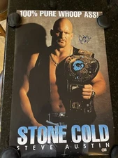 STONE COLD STEVE AUSTIN SIGNED WWE 24x36 Poster 100% Pure Whoop A...  BECKETT