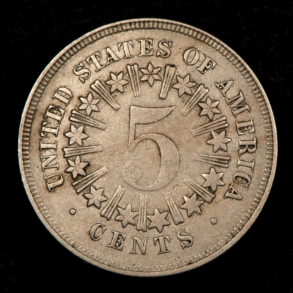 1867 5c US Shield Nickel - Mint Error Retained Cuds - Rays - VF/XF - SKU-Z4756 - Image 4 of 4