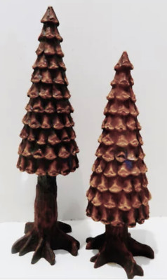 PINE CONE TREE # 52213 SET OF 2 DEPT 56 USE WITH ALL VILLAGES GREAT VALUE