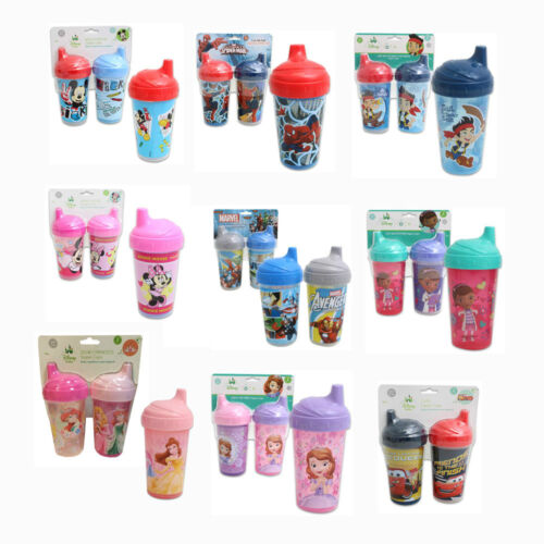 Toddler 2pk Spill Proof Licensed 10oz Sippy Cups Tumbler Mickey Minnie Princess+ - Picture 1 of 66
