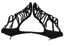 Madden Girl Women  s 8.5 Black Strappy Almond Toe Heels