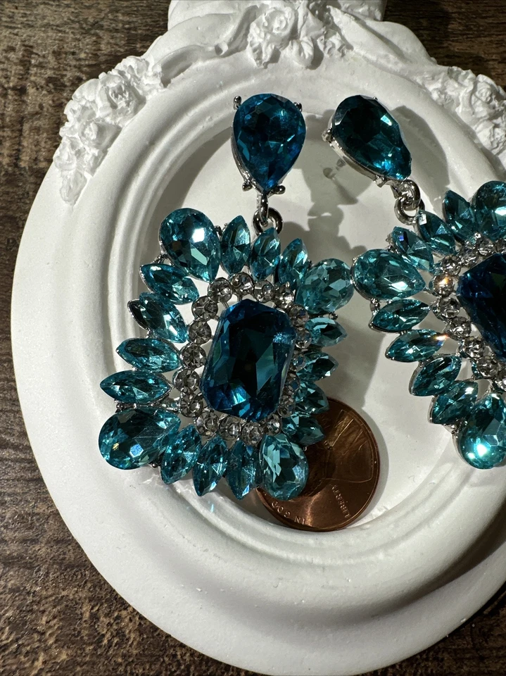 Postes de plástico para orejas muy sensibles circonita cúbica cristal pendientes multicolores Foto 3 de 4