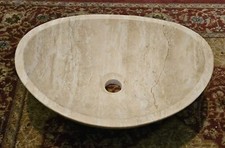 NEW CLASSIC EDEN BATH TRAVERTINE NATURAL STONE LARGE OVAL CANOE VESSEL BATH SINK