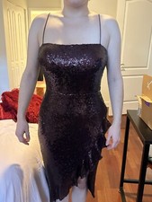 Gorgeous Purple Sequin Dress with Ruffle Detail - Large