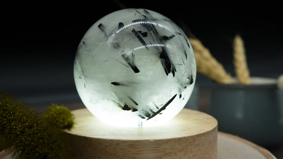 Lámpara LED de madera blanca o cambiante de color base de exhibición de luz soporte de esfera de cristal Foto 2 de 4