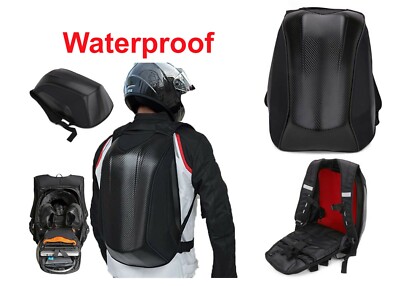 Motorcycle Backpack Waterproof Bag Men Hard Shell Carbon Fiber