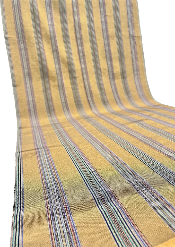 Rayas de alfiler dorado amarillo negro, seda Dupioni, por 2 metros. Foto 3 de 4