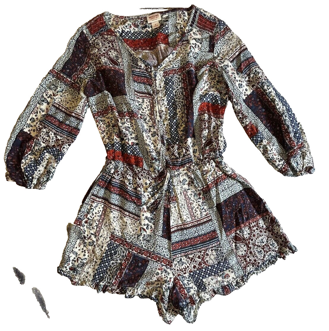 Mossimo Supply Co Red White Blue Patchwork Floral… - image 1