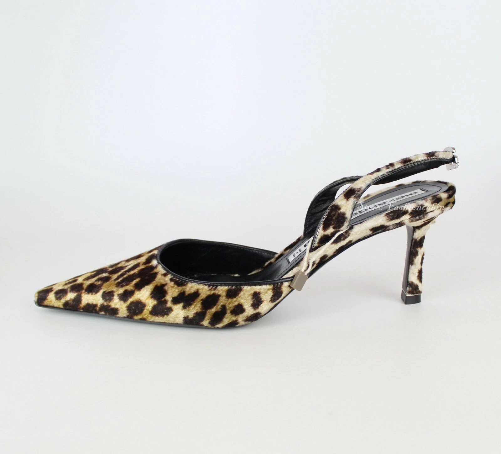 NUOVA pompa in velluto leopardato con logo Alexander Wang Grace impreziosita EU39 5 MSRP $ 850