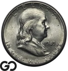 1949-S Franklin Half Dollar, Better San Francisco Issue, Lustrous Choice AU+/Unc