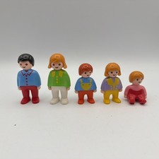 Vintage 1990 Geobra Playmobil 123 Figures Lot Of 5 Mom Dad Sister Brother Baby