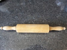 Vintage Rustic Solid Wooden Rolling Pin Rotating Roller. 16.5"Length.