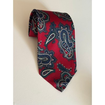 Vintage Silk Robert Talbott Tie Red Paisley Hand Painted Made USA Italian Silk