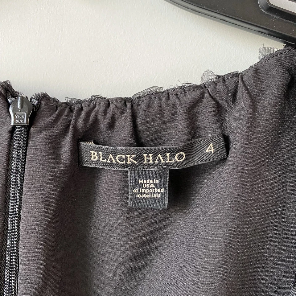 Black Halo Alister Floral Lace Long Sleeve Dress Black 4 - Image 4 of 4