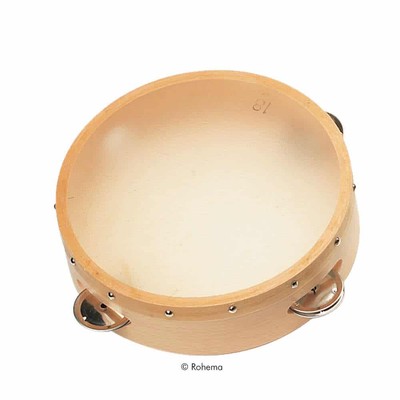 Schellen-Tamburin mit Naturfell, handgefertigt Musikinstrument