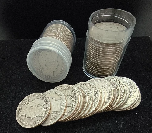 $10 Face Value Barber Silver Half Dollar 50c Mixed Date Roll - AG-G -  Multiple