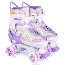 Roller Skates for Girls Boys Age 3-12 Years Old Adjustable 4 Sizes with Wheel...