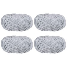 4pcs Velvet Yarn Soft Chenille Yarn 4x100g/14.1oz 347yds Grey