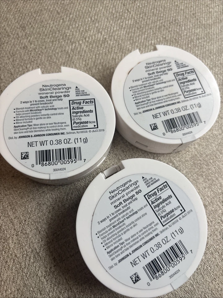 Neutrogena SkinClearing Mineral Powder 50 Soft Beige 0.38 oz. New Sealed READ - Image 2 of 2