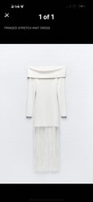 Zara NWT Fringed Knit Dress