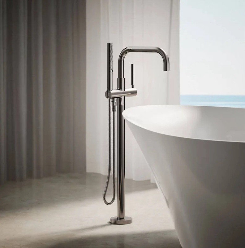 Kohler Purist T97328-4-CP Freestanding Floor Mount Tub Filler, Hand Shower