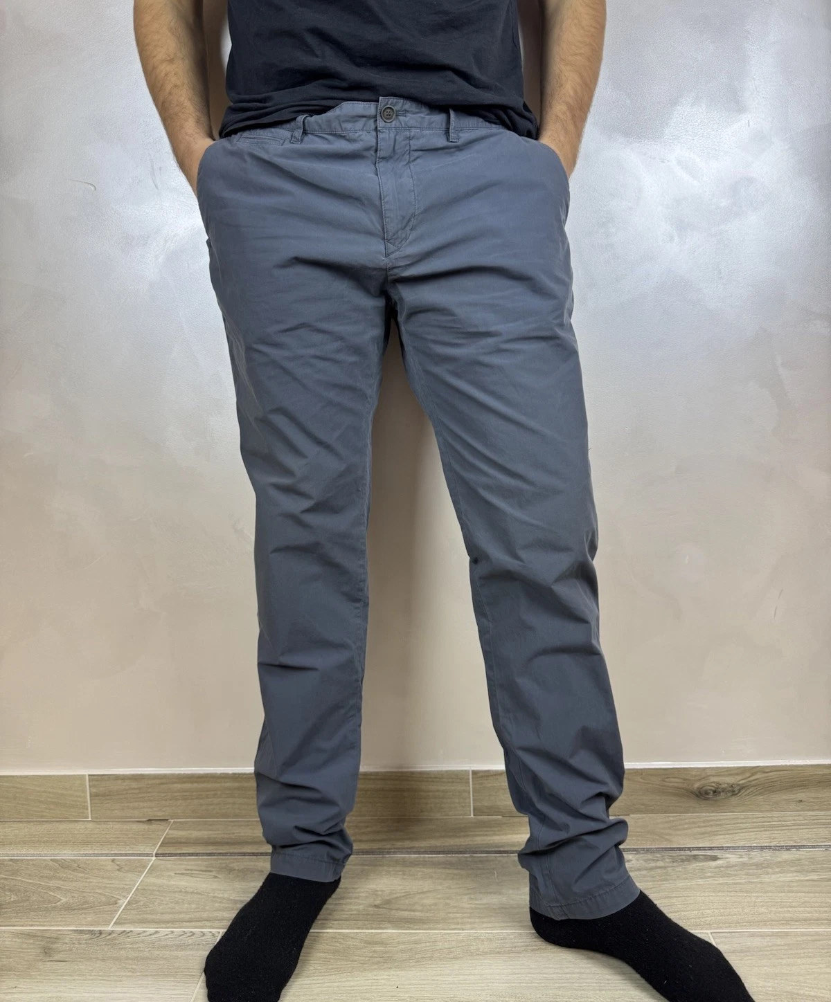 Pantalone chino BURBERRY BRIT 5 tasche attuale blu grigio cotone taglia 38 raro