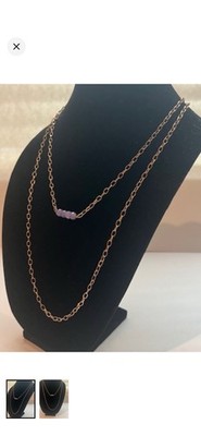 Katia Designs Lavender Stones Goldtone Layered Chain Necklace