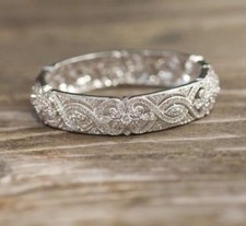 14K White Gold Plated 2Ct Round Cut Lab Created Diamond Women Wedding Ring