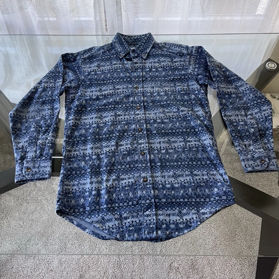 Vintage 90s LL Bean Aztec Navajo Western Button Up Flannel Shirt Size Mens S USA - Image 2 of 4