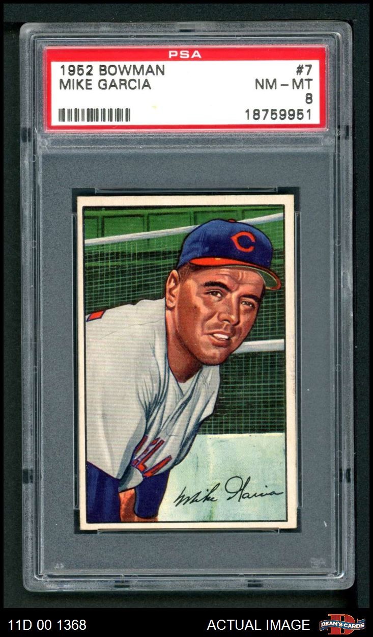 1952 Bowman #7 Mike Garcia Indians PSA 8 - NM/MT