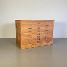 VINTAGE INDUSTRIAL 1930s PLAN CHEST METAL D HANDLES ARCHITECTS 8 DRAWERS #4747