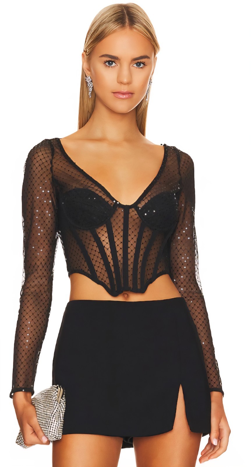 Bardot Sequin Mesh Corset  Top Size Small/4