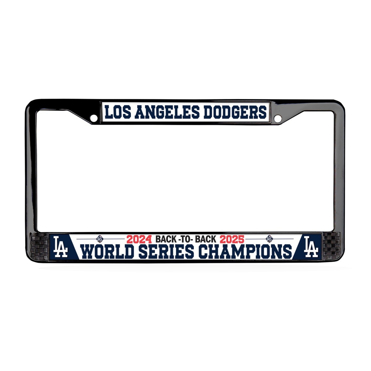 LA Dodgers Back to Back 24-25 WS Champs 3D 2-Hole Black Metal