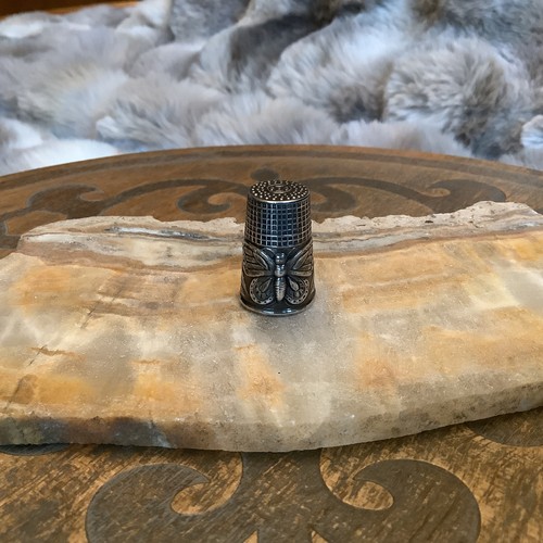 Vintage Sterling Silver Art Nouveau Butterfly Flower Sewing Needlework Thimble