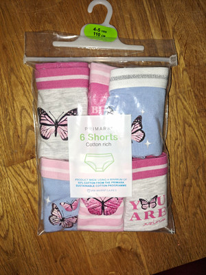 NEU OVP Mädchen Unterhosen Shorts 6er Pack Gr. 110 mehrfarbig Schmetterling Slip