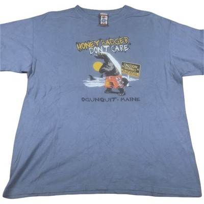 The Duck Co Mens Honey Badger Don't Care T-Shirt L Blue Ogunquit Maine Graphic