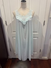Women Turquoise Green Silky Sleeveless Nightgown Size XL 42"Lx21"W