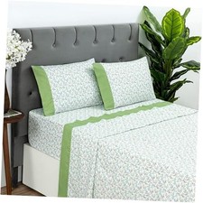 Sheet Set Printed Sheet Set with Solid Cuffed Detail,4 King Ditsy Flower