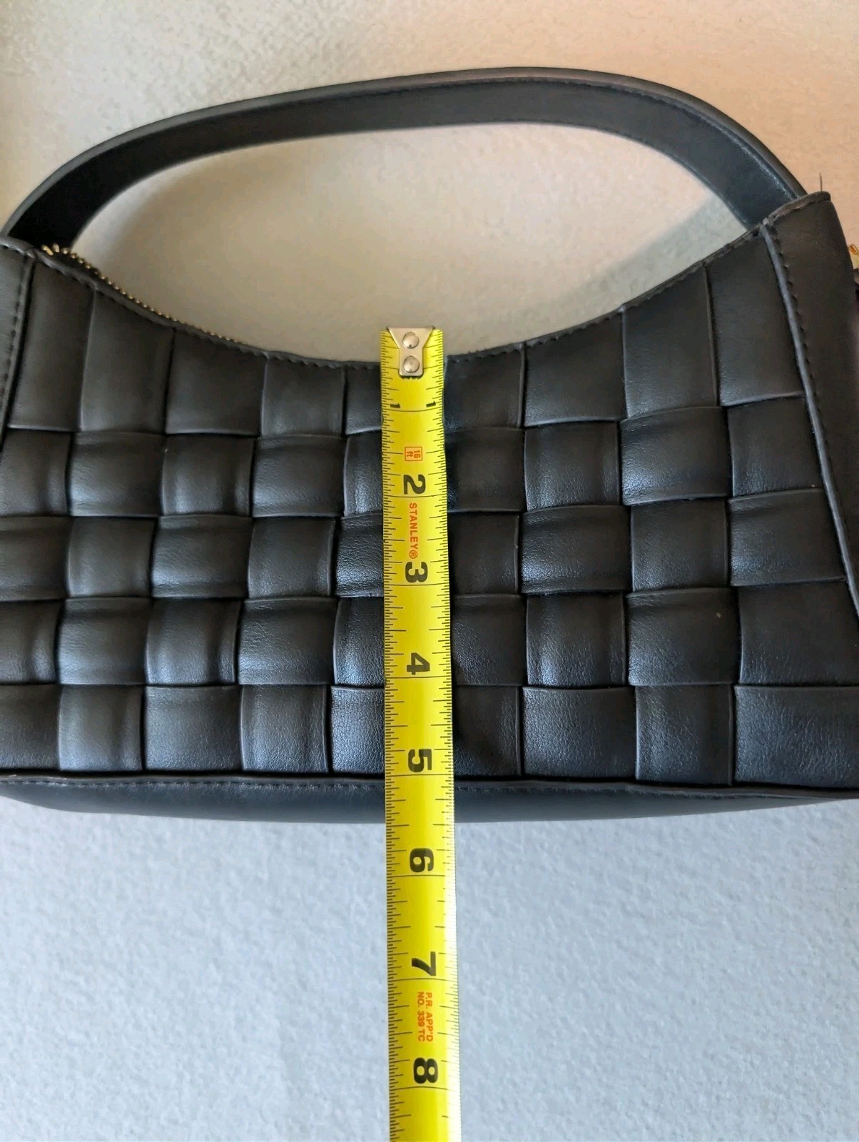 Black Quilted Faux Leather Convertible Shoulder Bag Purse Zipper Top Luxury Vibe image 5