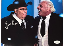 Jim Ross Signed 11x14 WWE Photo With Ric Flair JSA