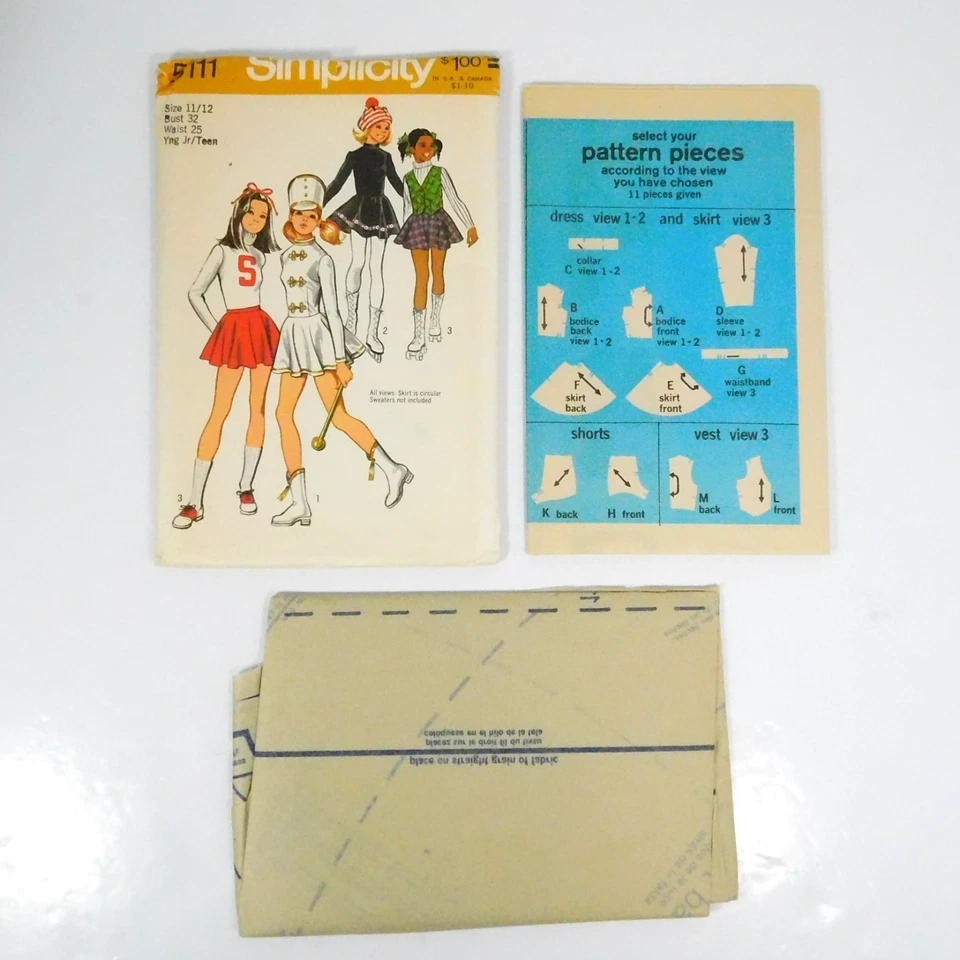 Simplicity 5111 Girls Cheerleader Majorette Skating Pattern Size 11-12 Uncut - Image 2 of 4