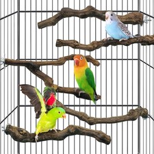 5pcs Natural Parrot Perch for Cage Wooden Bird Perches Grape Bird Stick Parak...