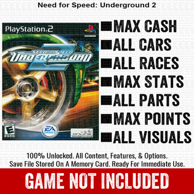 Need for Speed Underground 2 100% All Items PS2 Memory Card CHEATS