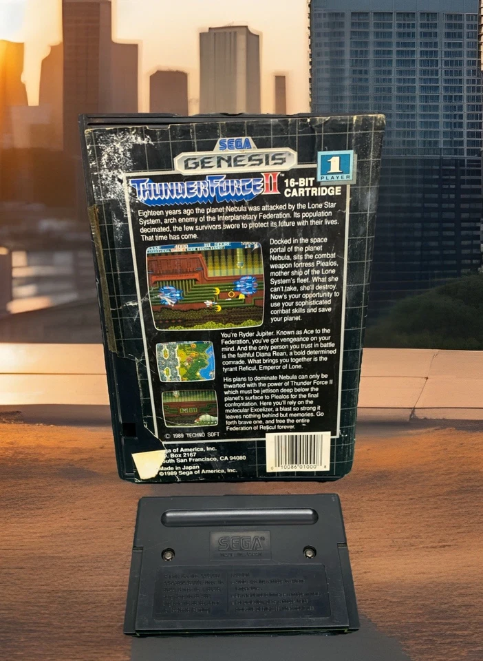 Thunder Force II 2 Sega Genesis Estuche y Cartucho Sin Manual Probado 1989 Japón Foto 2 de 2