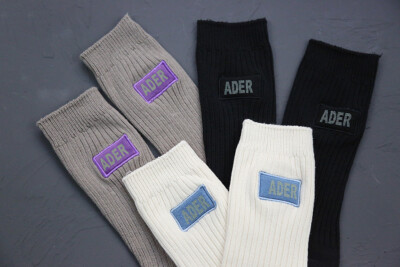 NEW 23 Fall Winter Cropped Embroidery Crew Cotton ADER Mid Calf Socks