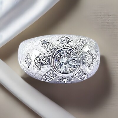 ct NATURAL DIAMOND mens solitaire pinky ring SOLID 14k white GOLD  VIDEO)