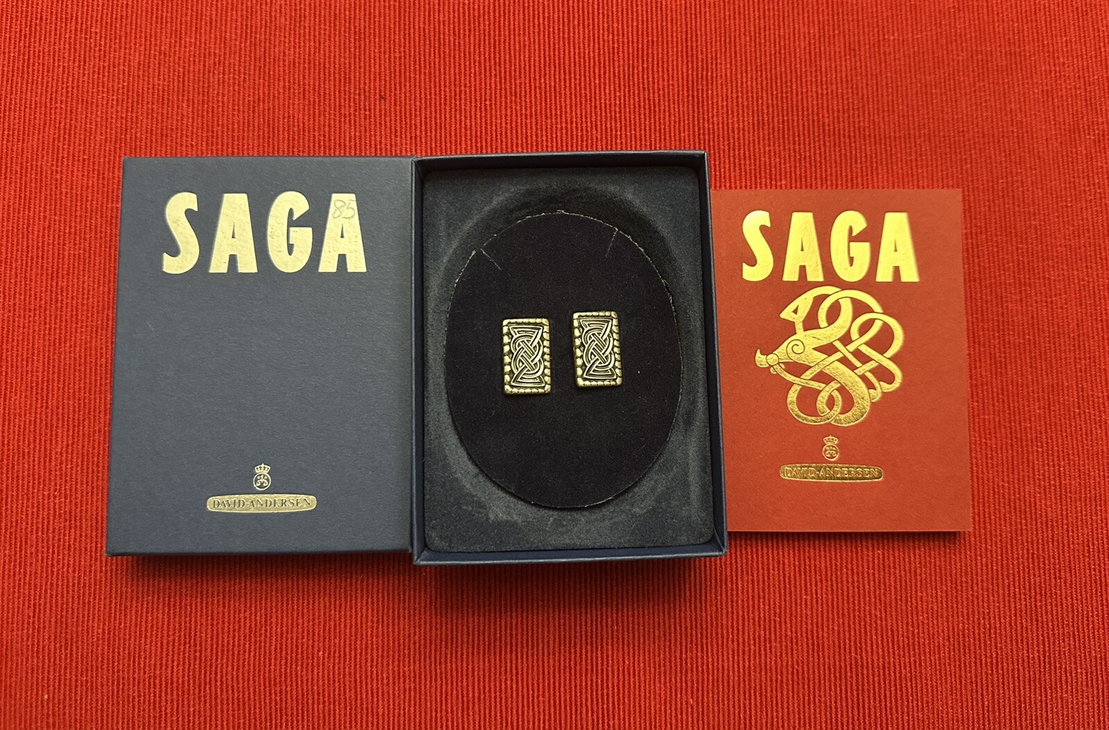 Vintage sterling silver oblong cufflinks by David Andersen of Norway SAGA series