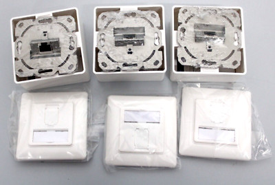3x deleyCON CAT 6a Universal Netzwerkdosen 1x RJ45 Port Geschirmt Aufputz NEU